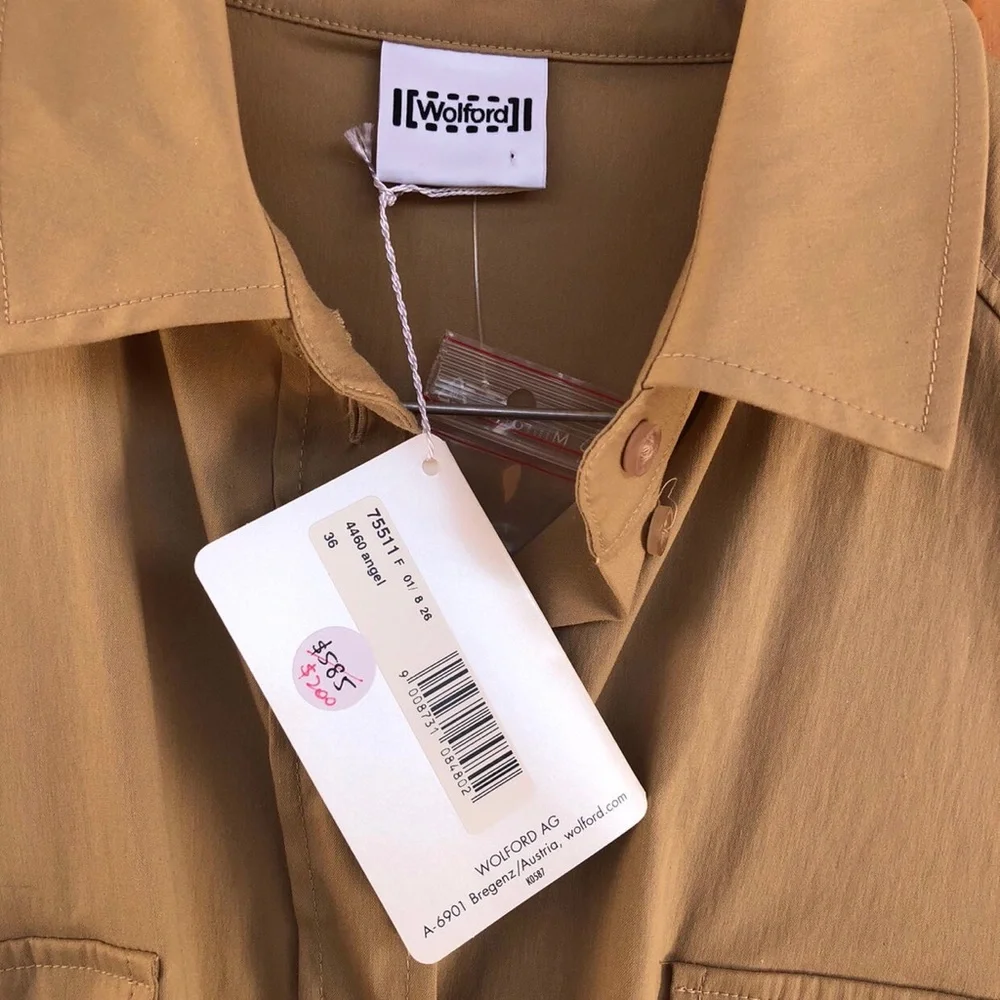 Wolford Beige Button Up Short Sleeve Safari Thong Bodysuit AU 10 NEW W TAGS - Picture 6 of 11